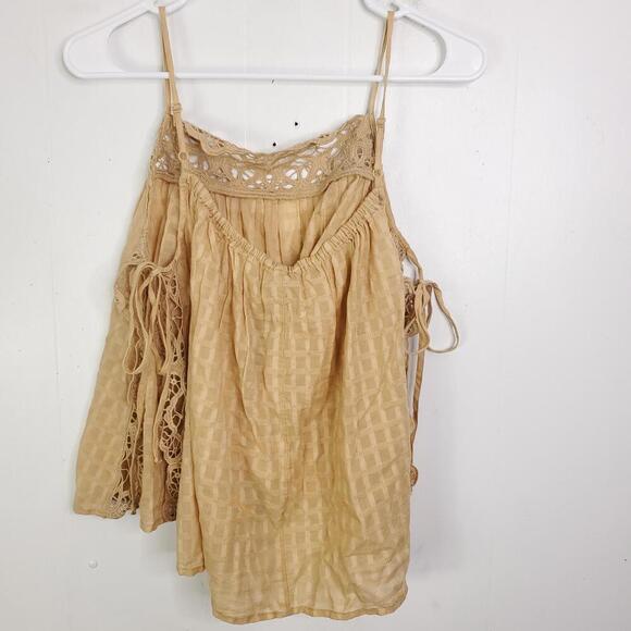 American Eagle Top Womens Small Tank Side Ties Oversized Windowpane Flowy - Picture 10 of 10